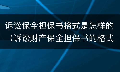 诉讼保全担保书格式是怎样的（诉讼财产保全担保书的格式）