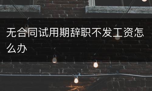 无合同试用期辞职不发工资怎么办