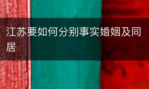 江苏要如何分别事实婚姻及同居