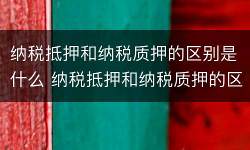纳税抵押和纳税质押的区别是什么 纳税抵押和纳税质押的区别是什么呢
