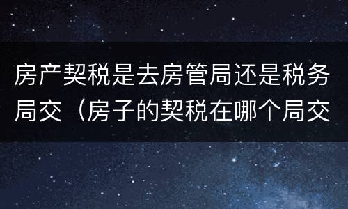 房产契税是去房管局还是税务局交（房子的契税在哪个局交）