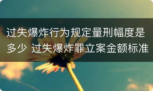 过失爆炸行为规定量刑幅度是多少 过失爆炸罪立案金额标准