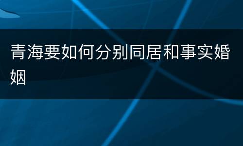 青海要如何分别同居和事实婚姻