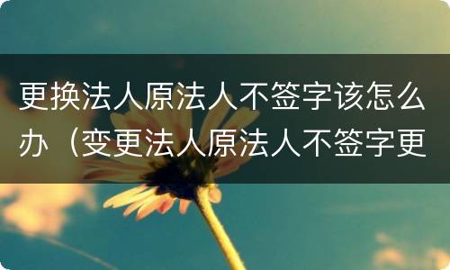 更换法人原法人不签字该怎么办（变更法人原法人不签字更换合法吗）