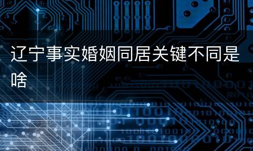 辽宁事实婚姻同居关键不同是啥
