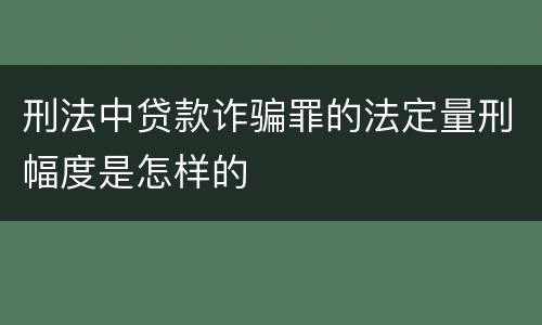 刑法中贷款诈骗罪的法定量刑幅度是怎样的