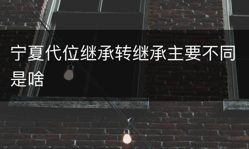 宁夏代位继承转继承主要不同是啥