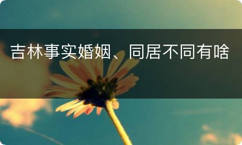 吉林事实婚姻、同居不同有啥