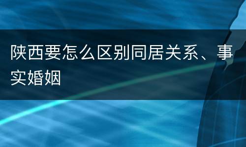 陕西要怎么区别同居关系、事实婚姻
