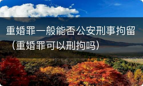 重婚罪一般能否公安刑事拘留（重婚罪可以刑拘吗）