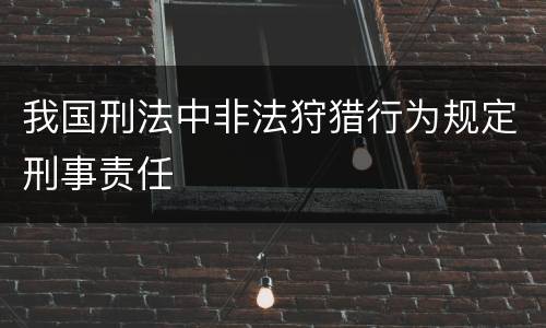 我国刑法中非法狩猎行为规定刑事责任