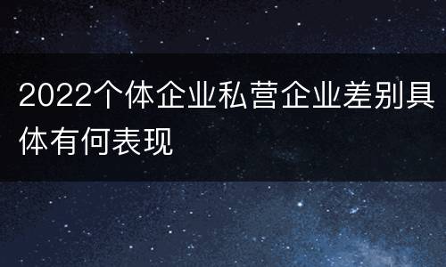 2022个体企业私营企业差别具体有何表现