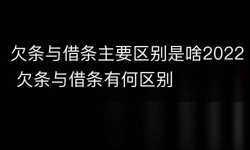 欠条与借条主要区别是啥2022 欠条与借条有何区别