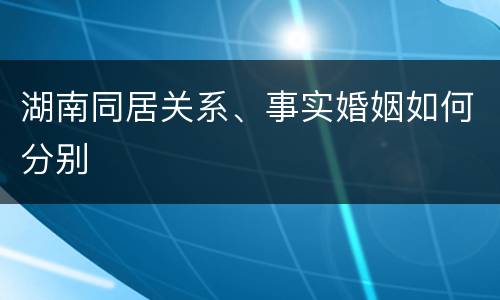 湖南同居关系、事实婚姻如何分别