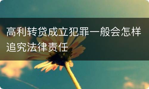 高利转贷成立犯罪一般会怎样追究法律责任