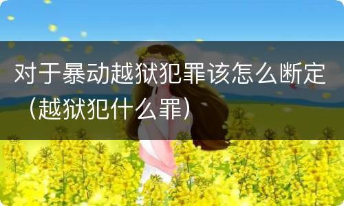 对于暴动越狱犯罪该怎么断定（越狱犯什么罪）