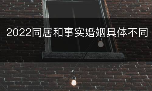 2022同居和事实婚姻具体不同