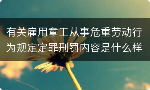 有关雇用童工从事危重劳动行为规定定罪刑罚内容是什么样