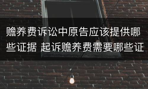 赡养费诉讼中原告应该提供哪些证据 起诉赡养费需要哪些证据