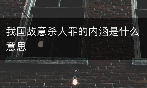 我国故意杀人罪的内涵是什么意思