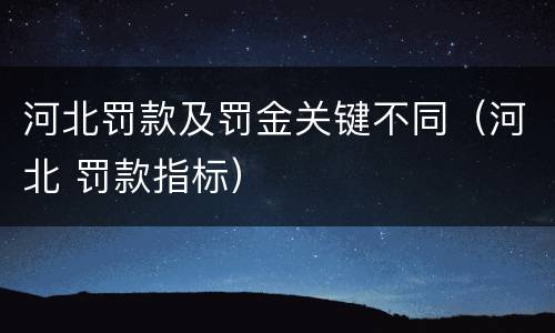 河北罚款及罚金关键不同（河北 罚款指标）
