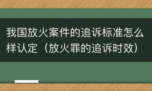 我国放火案件的追诉标准怎么样认定（放火罪的追诉时效）