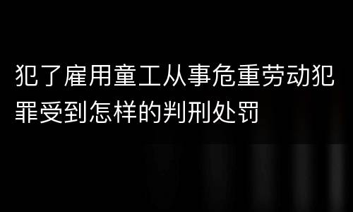 犯了雇用童工从事危重劳动犯罪受到怎样的判刑处罚