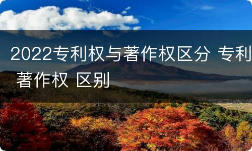 2022专利权与著作权区分 专利 著作权 区别