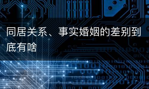 同居关系、事实婚姻的差别到底有啥