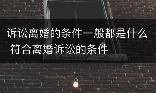 诉讼离婚的条件一般都是什么 符合离婚诉讼的条件