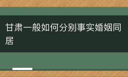 甘肃一般如何分别事实婚姻同居