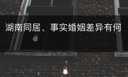 湖南同居、事实婚姻差异有何