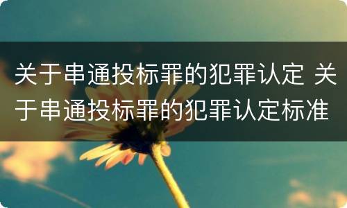 关于串通投标罪的犯罪认定 关于串通投标罪的犯罪认定标准
