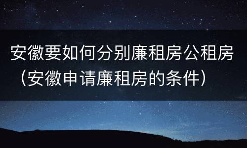 安徽要如何分别廉租房公租房（安徽申请廉租房的条件）