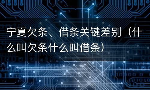 宁夏欠条、借条关键差别（什么叫欠条什么叫借条）