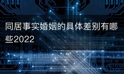 同居事实婚姻的具体差别有哪些2022