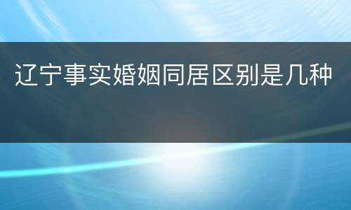 辽宁事实婚姻同居区别是几种