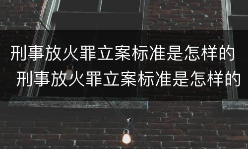 刑事放火罪立案标准是怎样的 刑事放火罪立案标准是怎样的呢