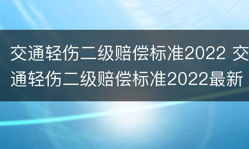 交通轻伤二级赔偿标准2022 交通轻伤二级赔偿标准2022最新