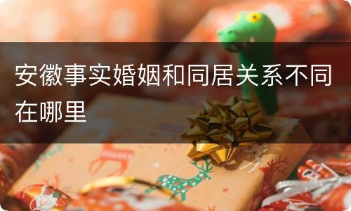 安徽事实婚姻和同居关系不同在哪里