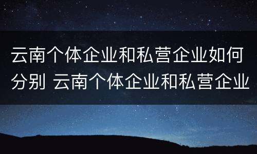 云南个体企业和私营企业如何分别 云南个体企业和私营企业如何分别管理
