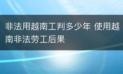 非法用越南工判多少年 使用越南非法劳工后果