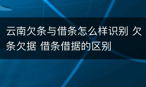 云南欠条与借条怎么样识别 欠条欠据 借条借据的区别