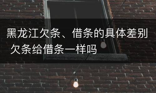 黑龙江欠条、借条的具体差别 欠条给借条一样吗