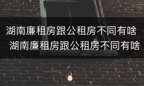 湖南廉租房跟公租房不同有啥 湖南廉租房跟公租房不同有啥影响