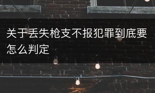 关于丢失枪支不报犯罪到底要怎么判定