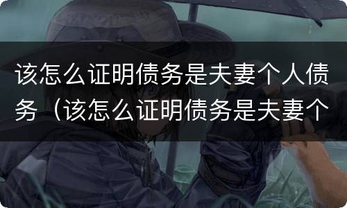 该怎么证明债务是夫妻个人债务（该怎么证明债务是夫妻个人债务关系）