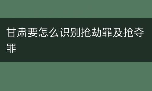 甘肃要怎么识别抢劫罪及抢夺罪
