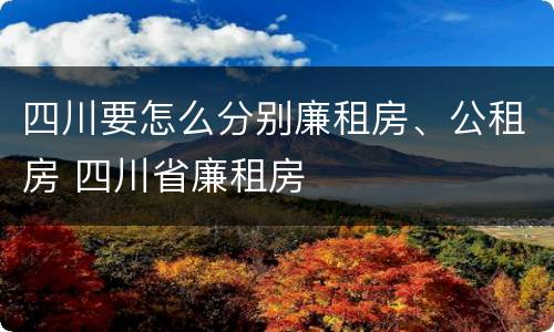 四川要怎么分别廉租房、公租房 四川省廉租房