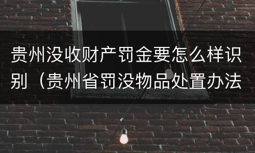 贵州没收财产罚金要怎么样识别（贵州省罚没物品处置办法）